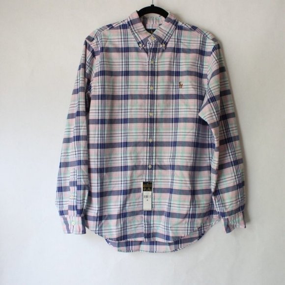 Polo Ralph Lauren Other - Polo Ralph Lauren Long Sleeve Button Front Pink Blue Plaid Shirt NEW Medium
